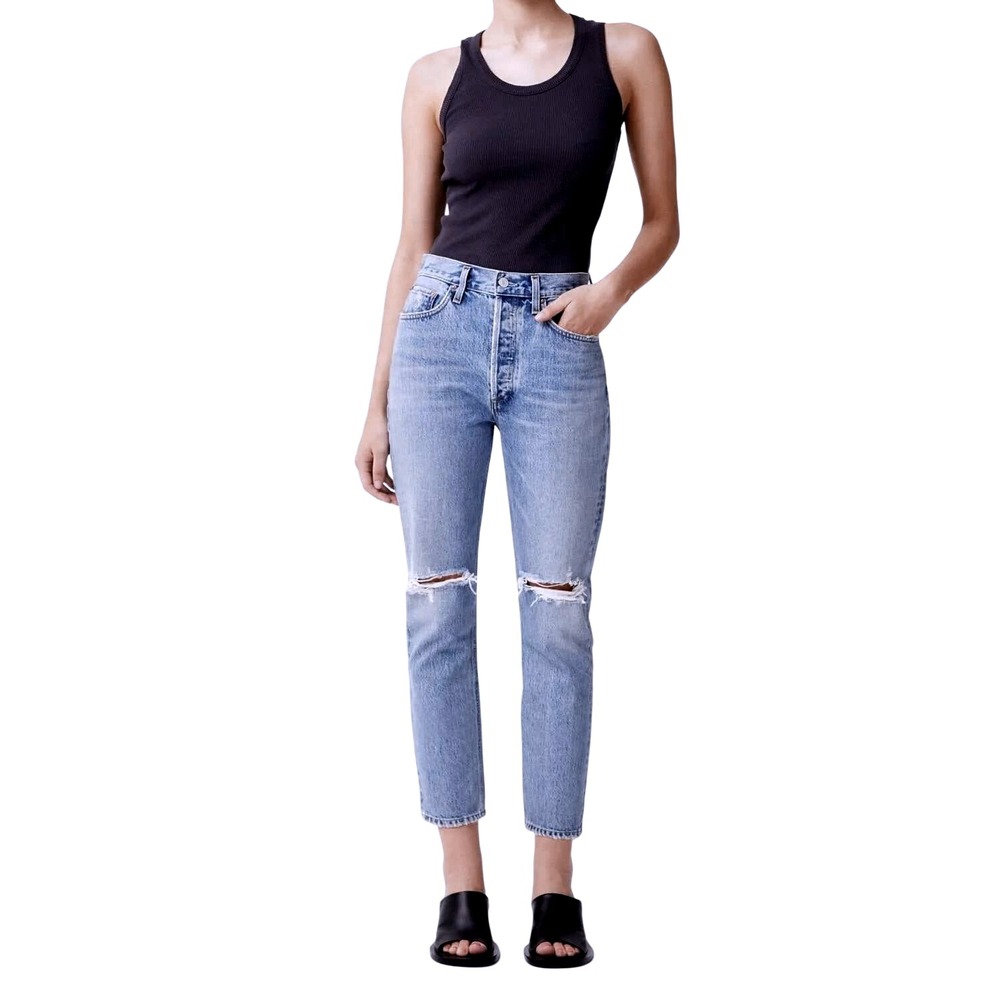 AGOLDE Riley High Rise‎ Straight Crop Jeans Blue Denim Size 26